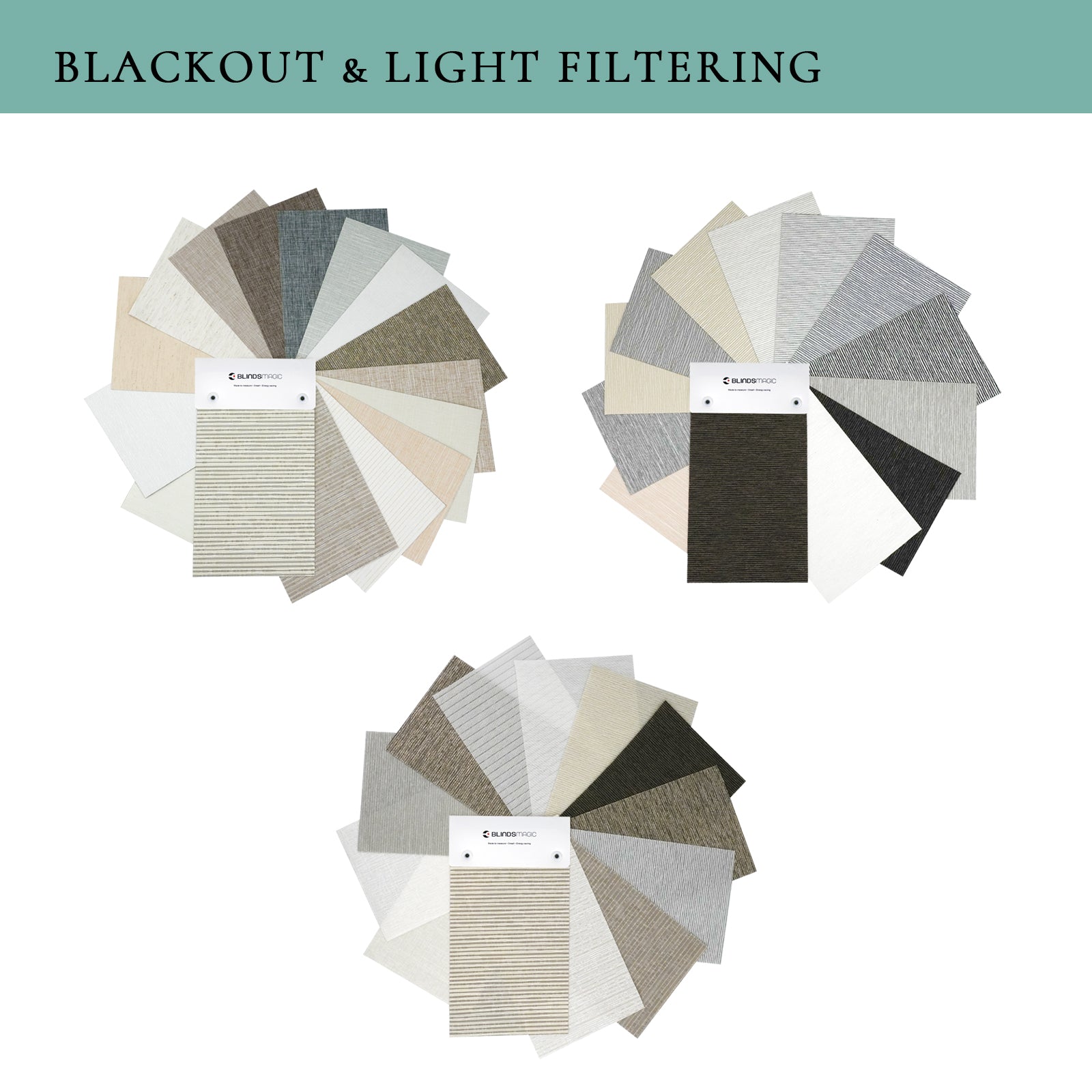 ROLLER SHADES Blackout & Light Filtering Fabric Samples