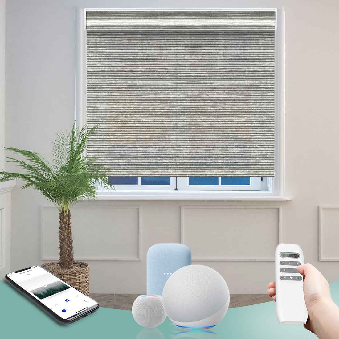 BlindsMagic Smart Motorized Roller Shades 70% Blackout PVC Free Camden