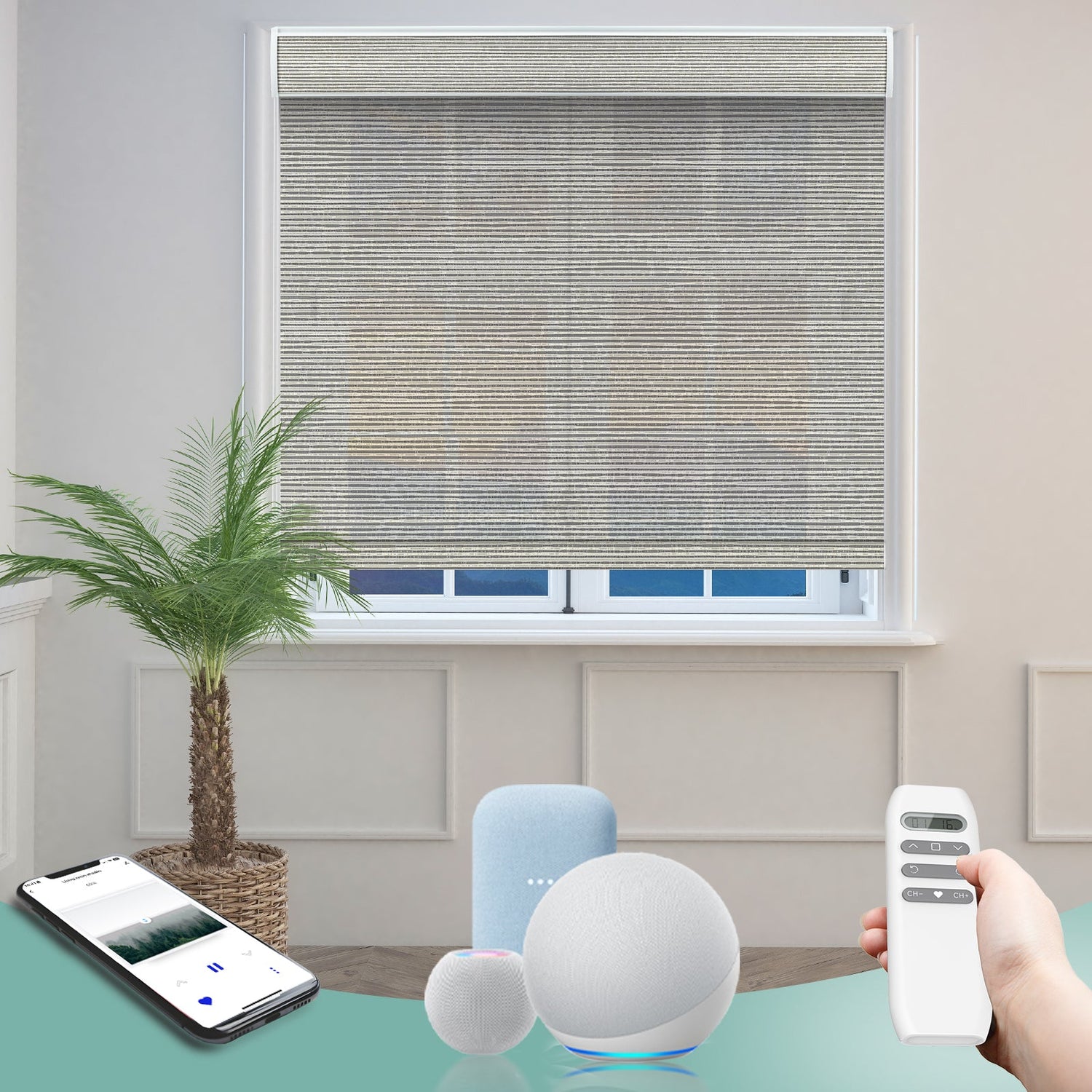 BlindsMagic Smart Motorized Roller Shades 70% Blackout PVC Free Camden