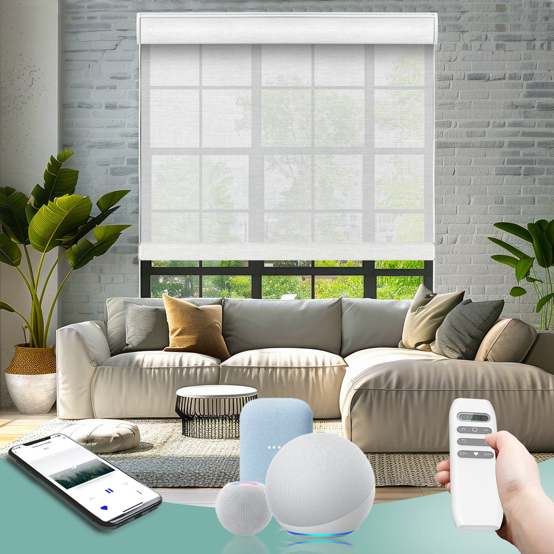 BlindsMagic Smart Motorized Roller Shades 5% Blackout Chiffon