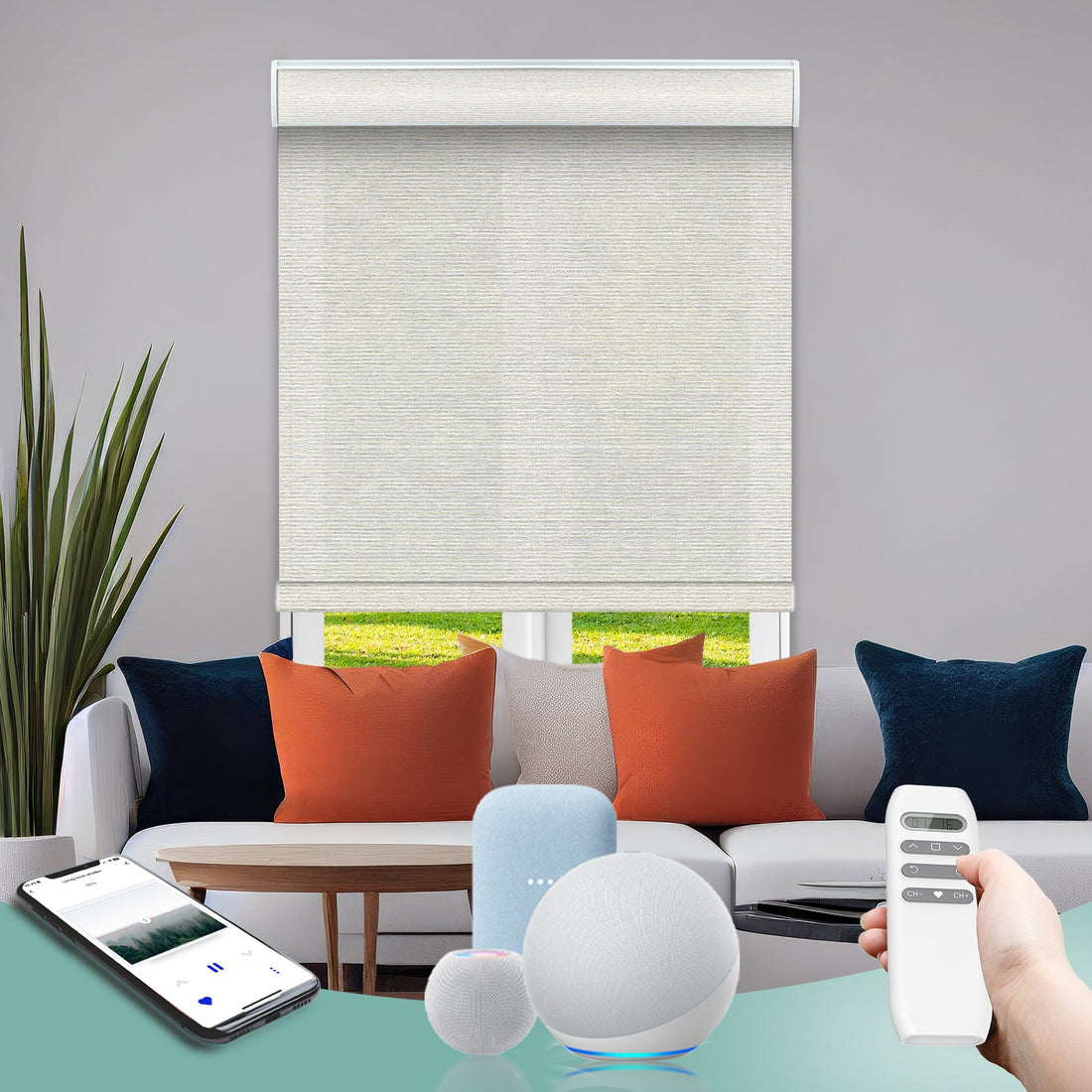 BlindsMagic Smart Motorized Roller Shades 50% Blackout Klamath