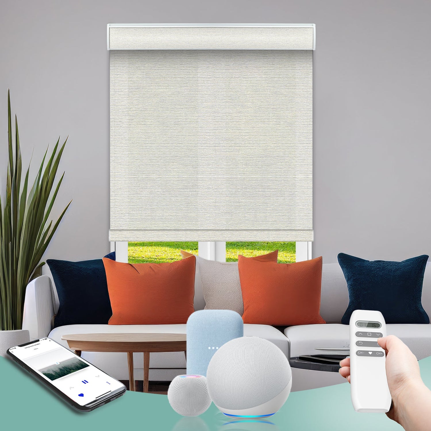 BlindsMagic Smart Motorized Roller Shades 50% Blackout Klamath