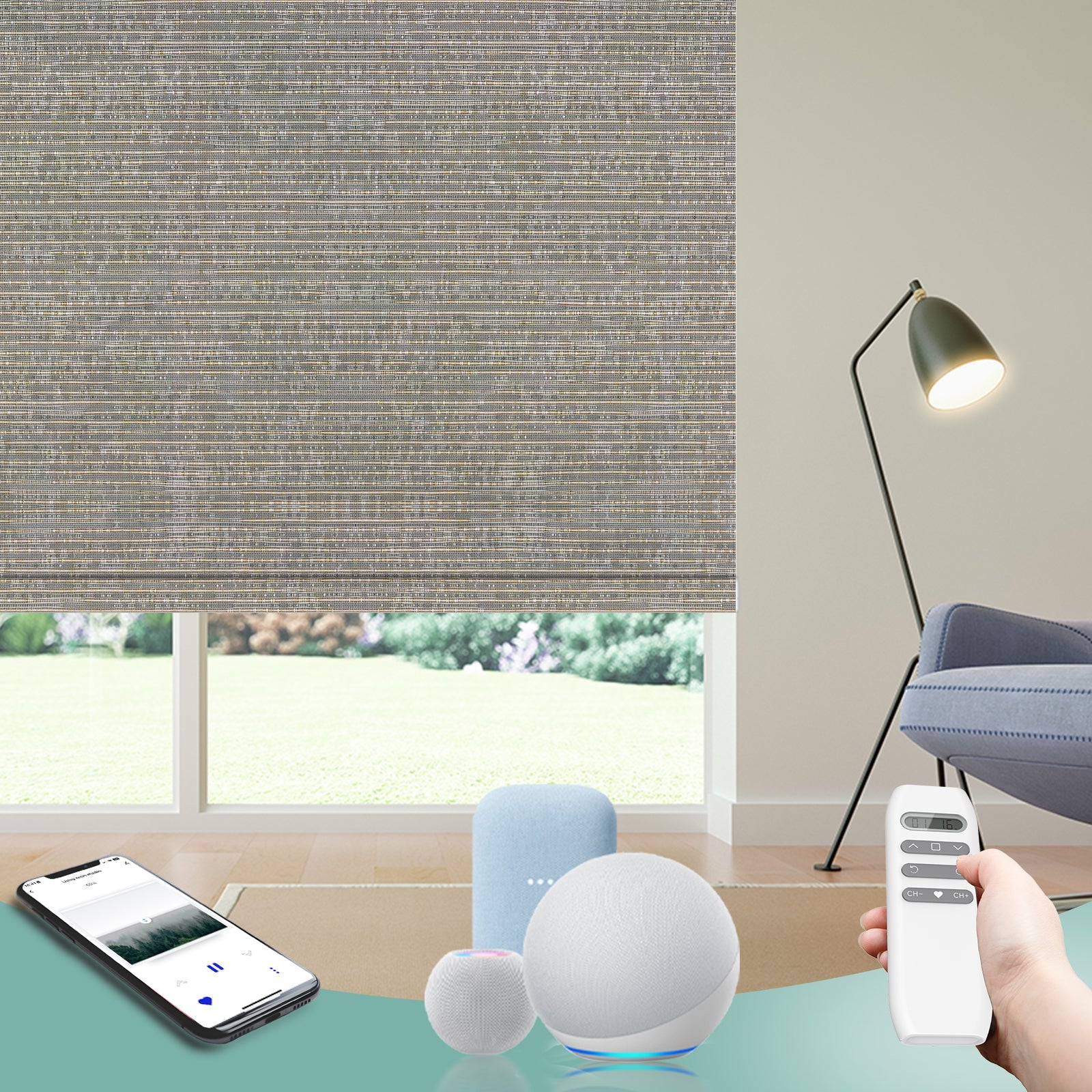 BlindsMagic Smart Motorized Roller Shades 70% Blackout PVC Free Camden