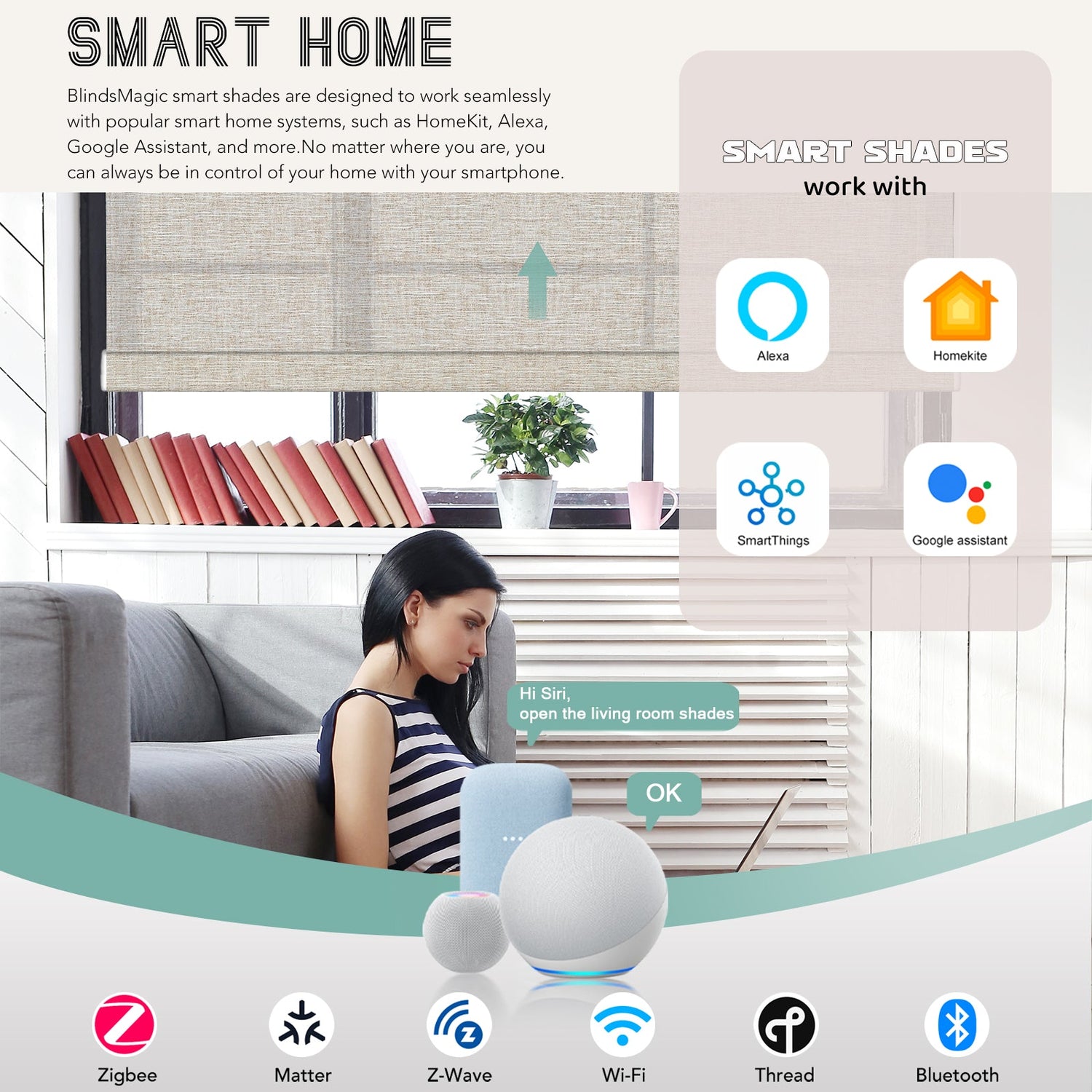 BlindsMagic Smart Motorized Roller Shades 65% Blackout PVC Free Whimsy - BlindsMagic