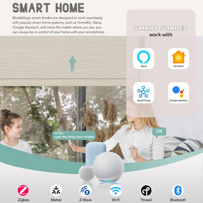 BlindsMagic Smart Motorized Roller Shades 100% Blackout Breeze - BlindsMagic