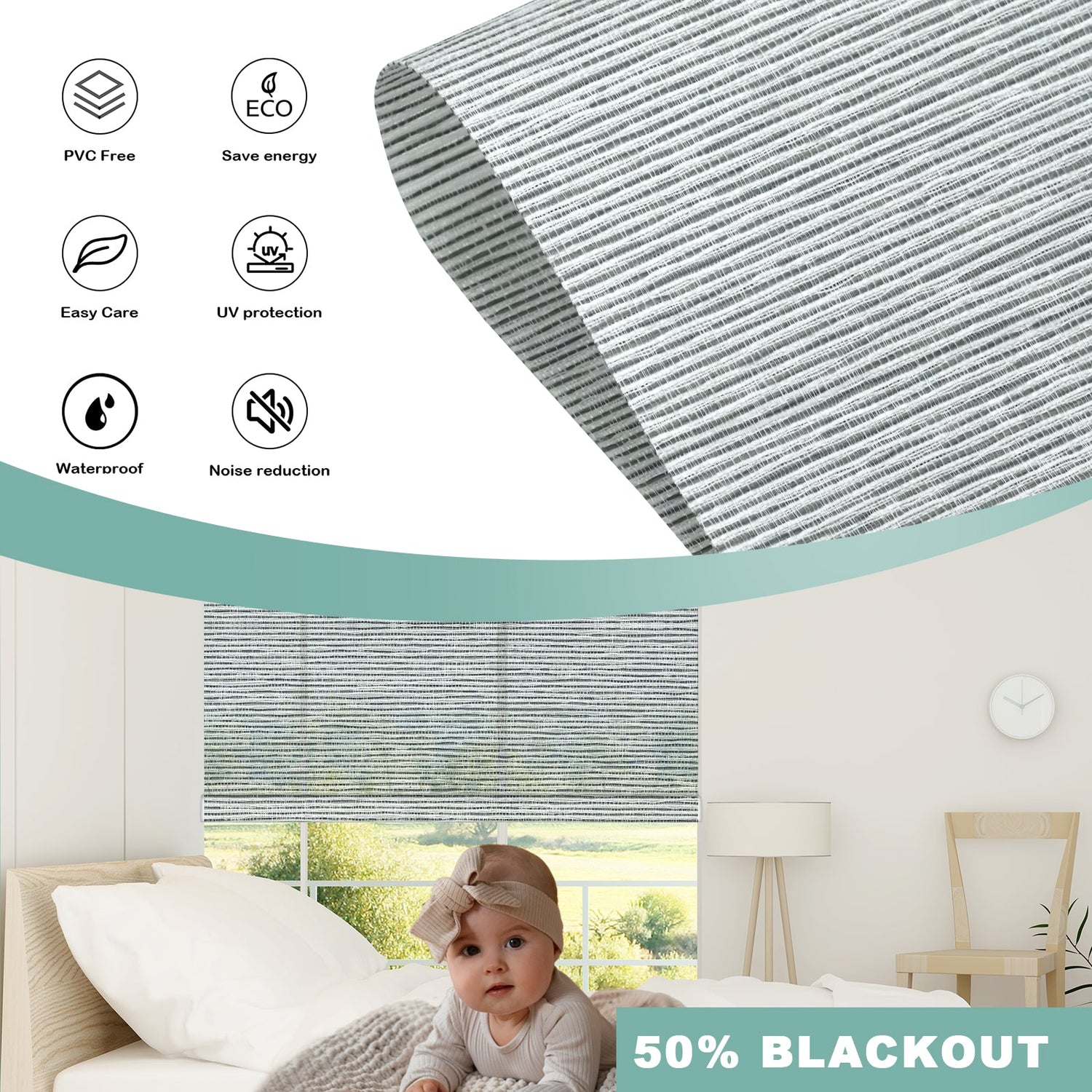 BlindsMagic Smart Motorized Roller Shades 50% Blackout Klamath