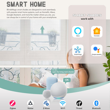 BlindsMagic Smart Motorized Roller Shades 5% Blackout Chiffon