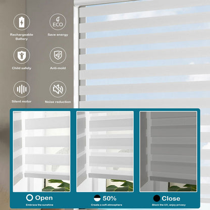 BlindsMagic Smart Motorized Zebra Shades 65% Blackout Veluna - BlindsMagic