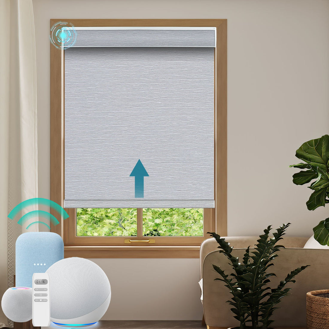 BlindsMagic Smart Motorized Roller Shades 100% Blackout Hawthorn - BlindsMagic
