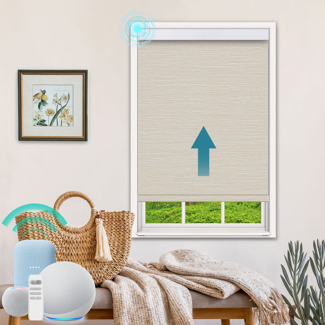 BlindsMagic Smart Motorized Roller Shades 100% Blackout Breeze - BlindsMagic